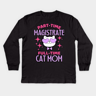 Funny Magistrate Mom Cat Kids Long Sleeve T-Shirt